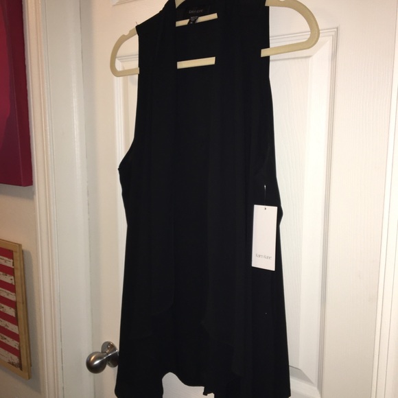 KAREN KANE NWT AUTHENTIC BLACK DRAPE FRONT SLEEVELESS BLOUSE - Picture 12 of 15